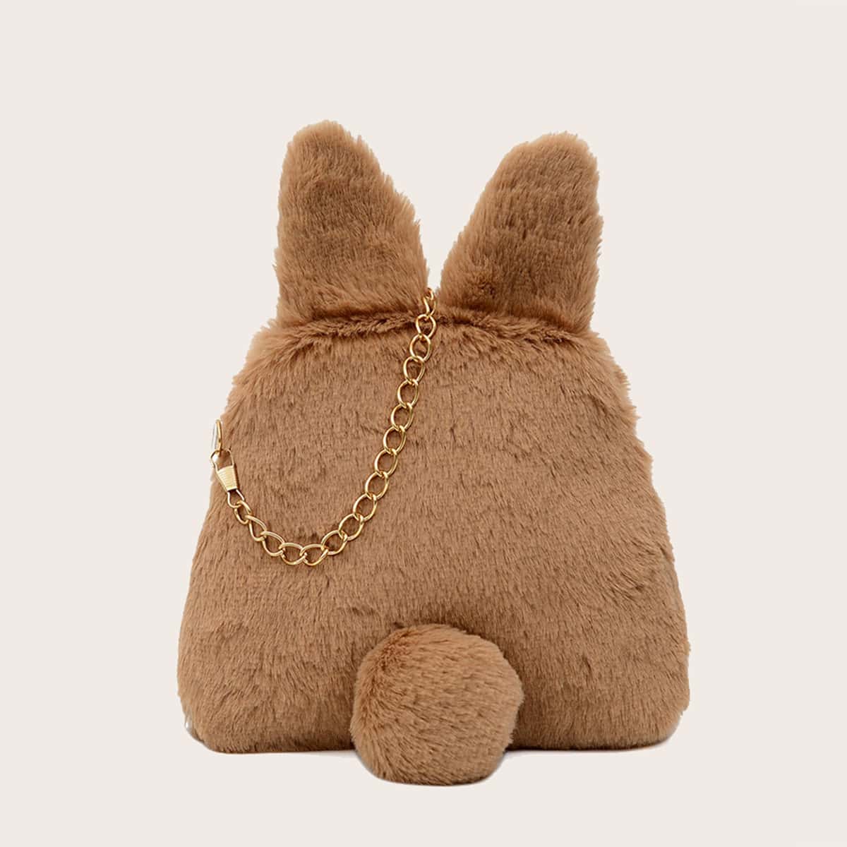 

Fluffy Chain Crossbody Bag, Khaki