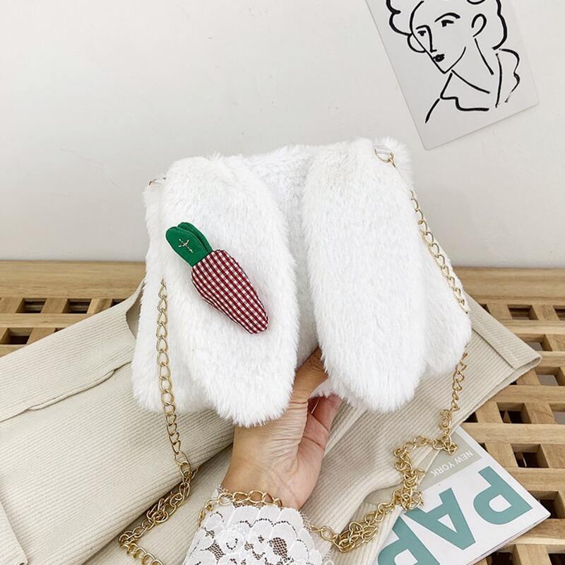 

Rabbit Ear Fluffy Crossbody Bag, White