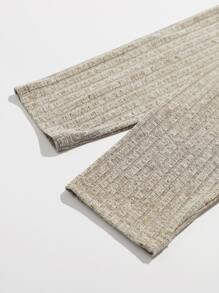 Muchica 羅紋針織短版吊帶上衣和結飾腰緊身褲套裝 - 卡其色 - 查看 4