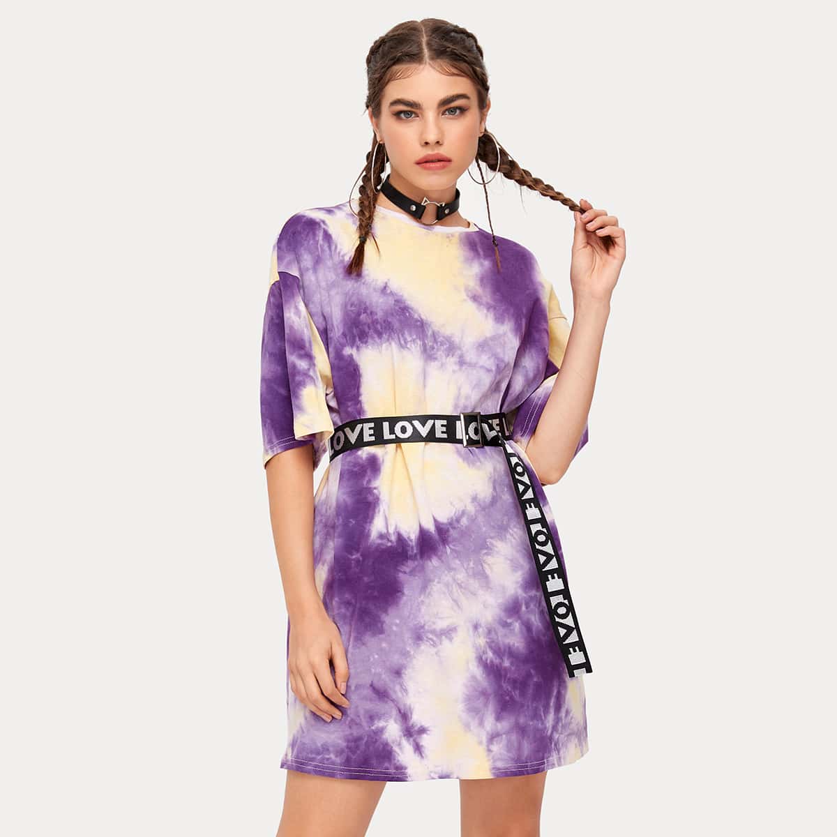 

Tie Dye Drop Shoulder Dress, Multicolor