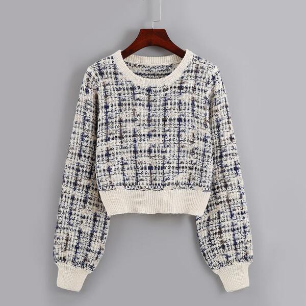 

Color-block Crop Sweater, Multicolor