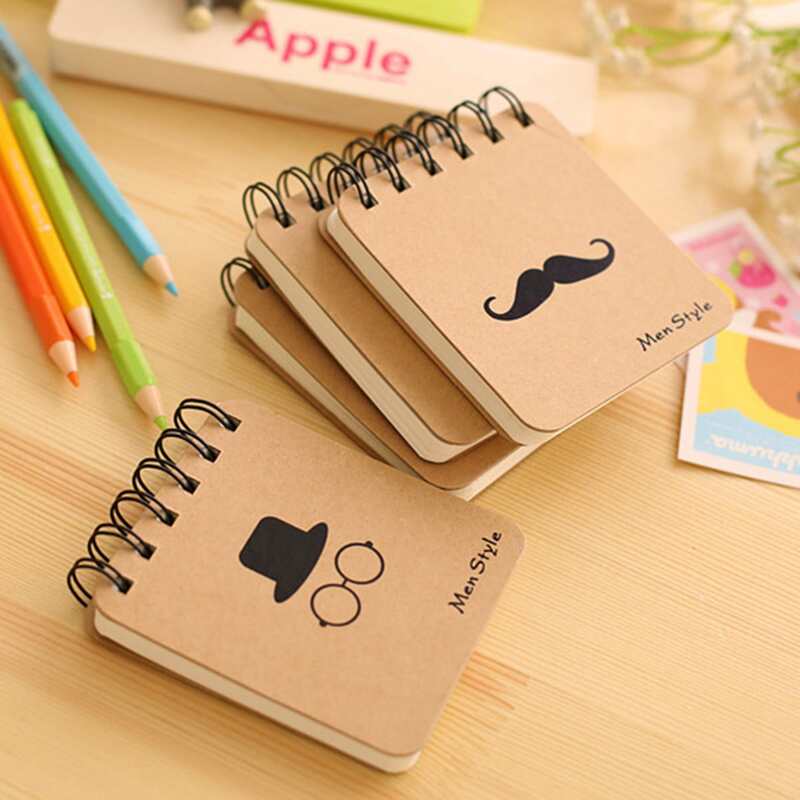 

Random 1pc Mr. Beard Portable Spiral Notebook, Multicolor