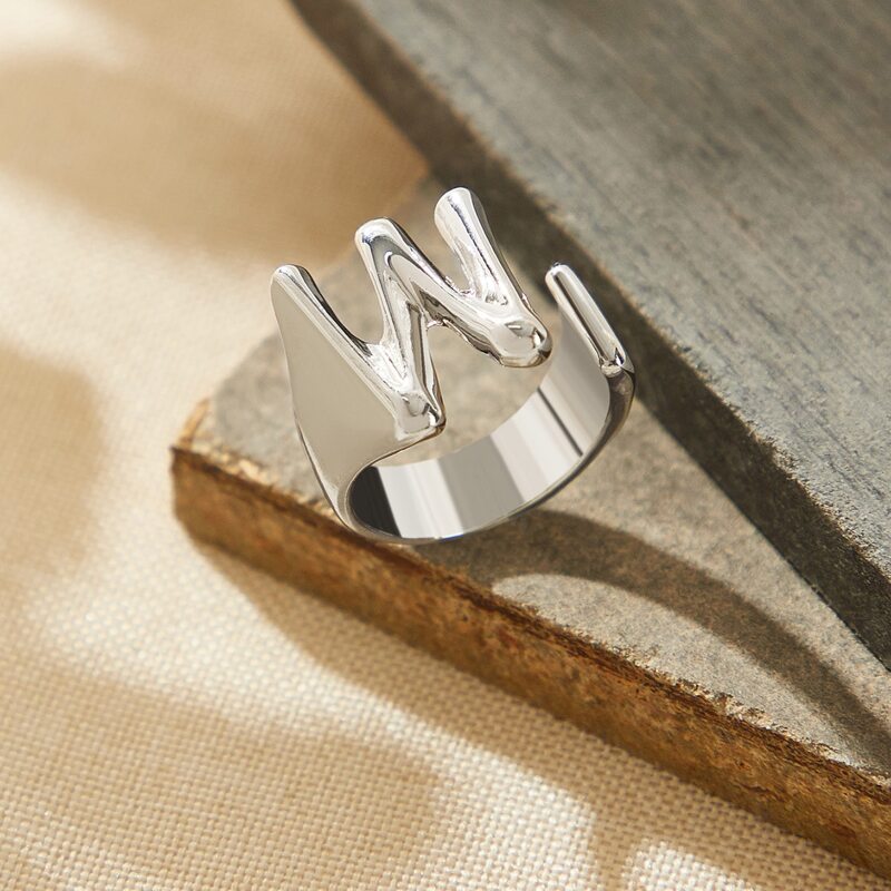 

Letter W Ring, Silver