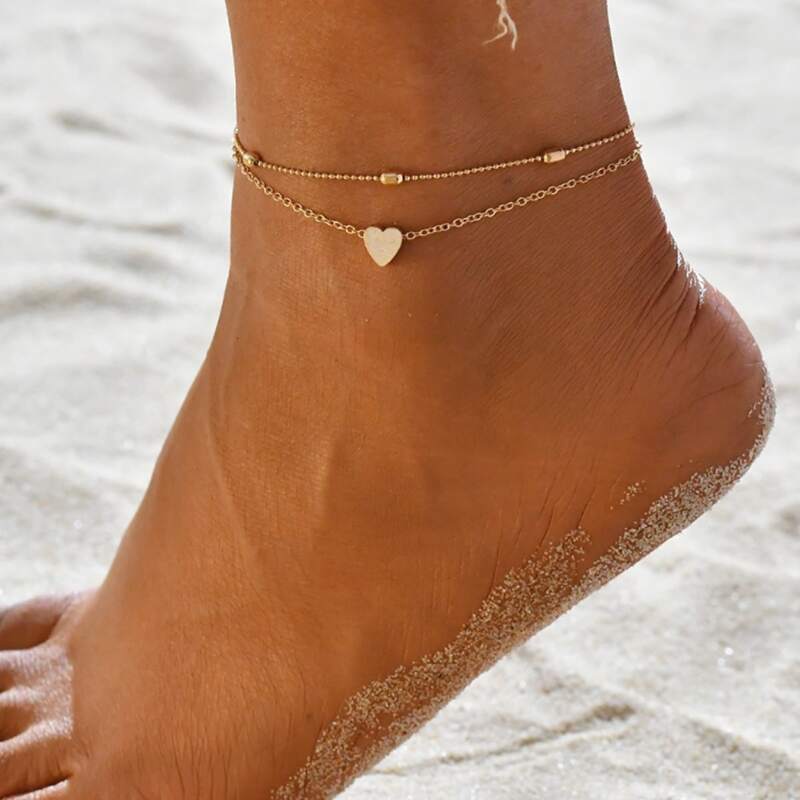 

Heart Chain Anklet, Gold
