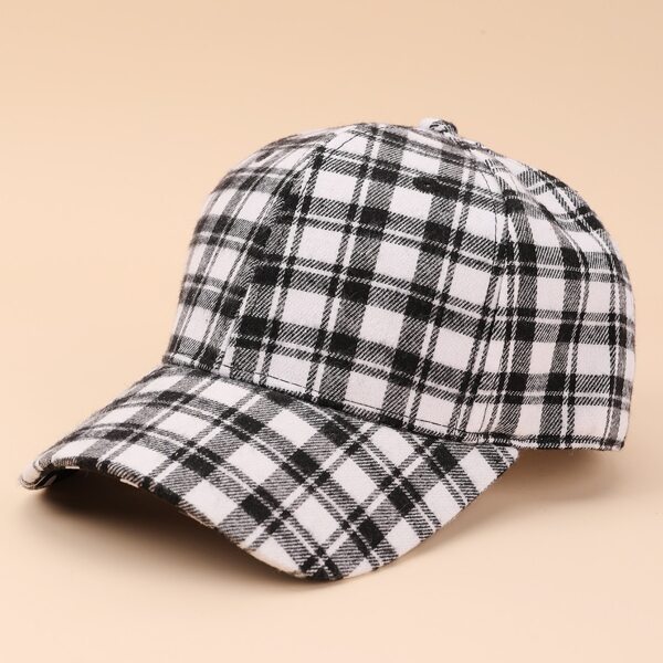 

Toddler Kids Plaid Pattern Baseball Cap, Black and white
