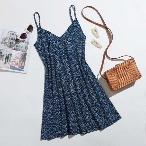 

Ditsy Floral Print Cami Dress, Navy blue
