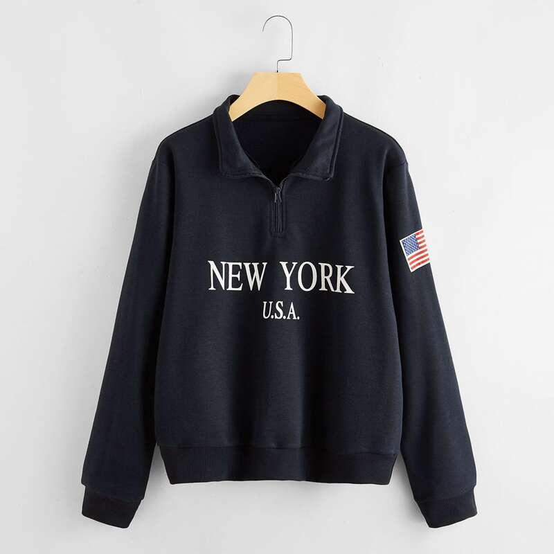 

Letter Graphic American Flag Sweatshirt, Navy blue