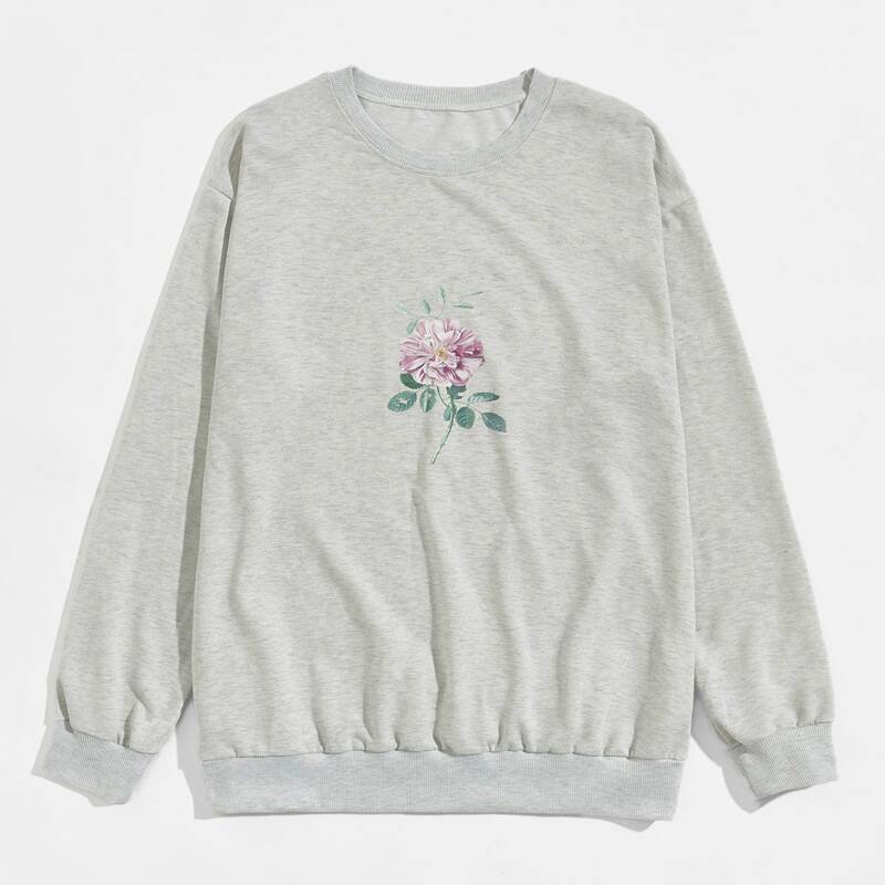 

Guys Floral Print Sweatshirt, Light grey