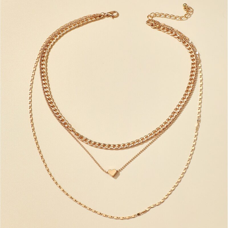 

Heart Layered Chain Necklace, Gold