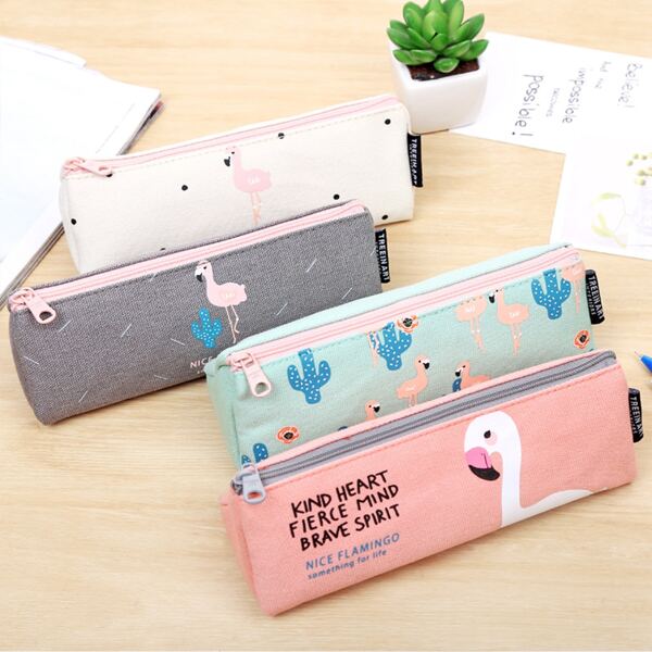 

1pc Flamingo Print Random Pencil Bag, Multicolor