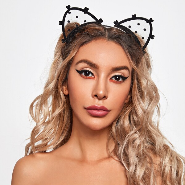

Halloween Cat Ear Decor Hair Hoop, Black