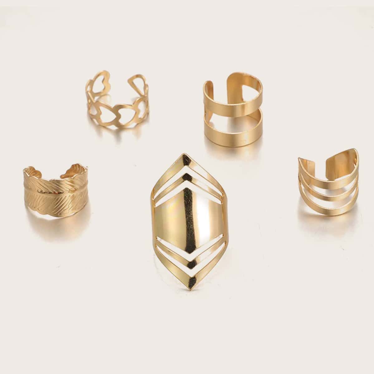 

5pcs Geo Ring, Gold