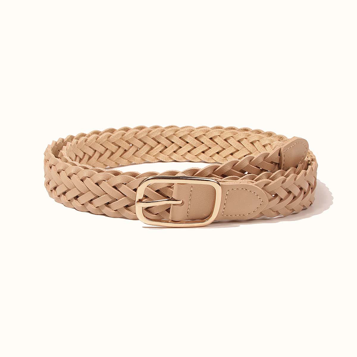 

Metal Buckle Woven Belt, Khaki