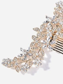 Accesorio de pelo con diamante de imitación - Dorado - Ver 3