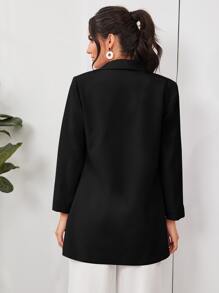 SHEIN BIZwear Shawl Collar Double Breasted Placket Blazer Workwear - Black - View 2