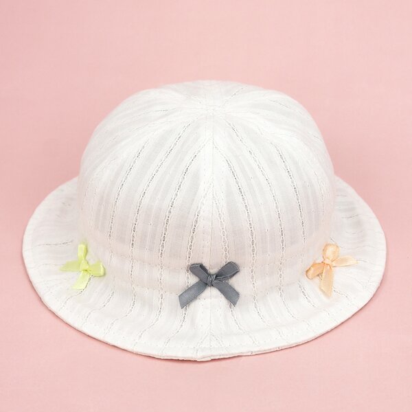 

Baby Bow Decor Bucket Hat, White