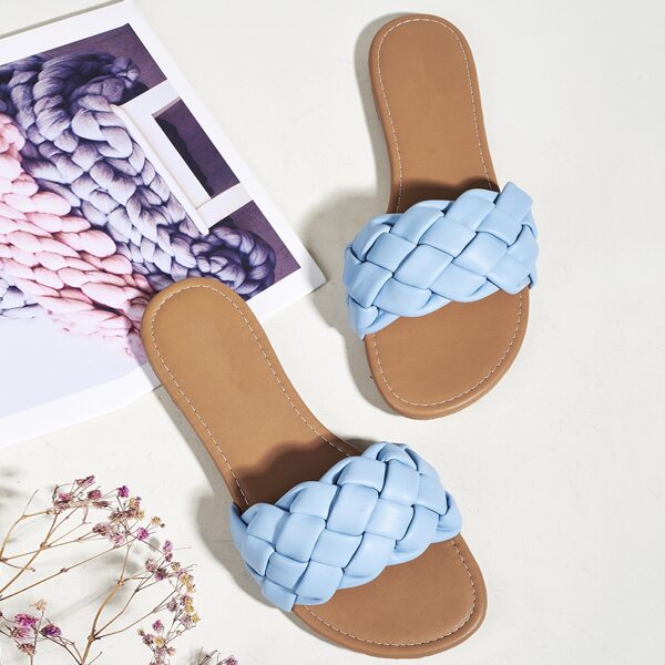 

Braided Wide Fit Slide Sandals, Blue
