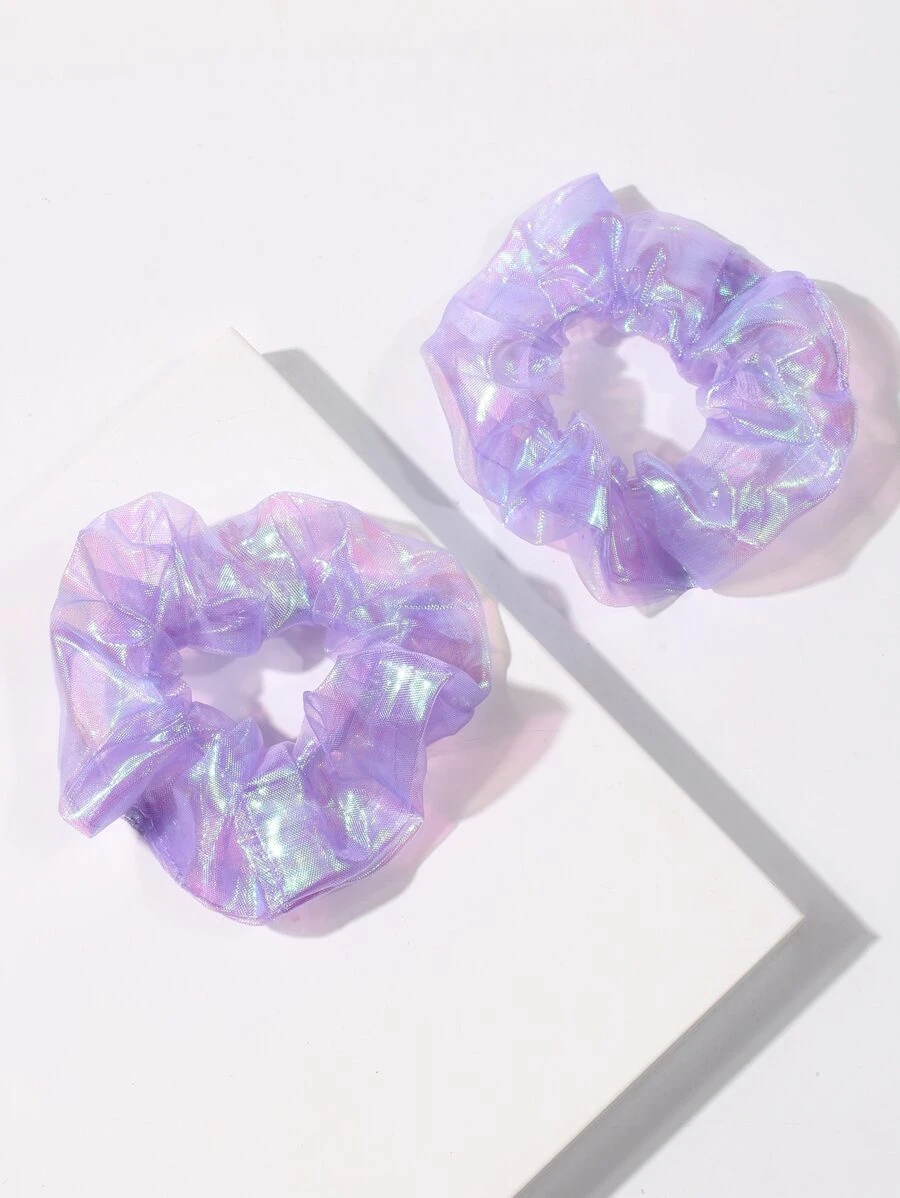 2pcs Shiny Purple Scrunchie - Purple - View 1