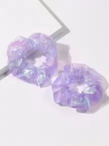 2pcs Shiny Purple Scrunchie - Purple - View 2