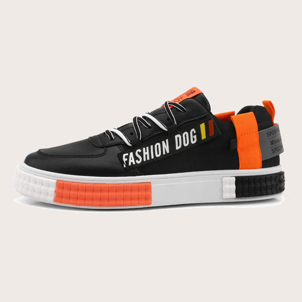 

Guys Lace-up Front Letter Graphic Skate Shoes, Black