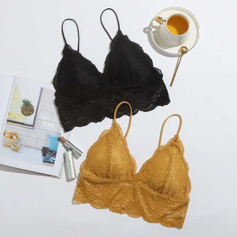 

2pack Floral Lace Triangle Bralette Set, Multicolor