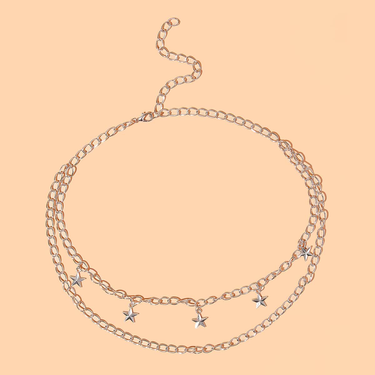 

Star Decor Layered Waist Chain, Silver