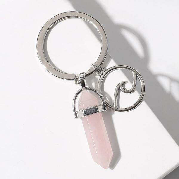 

Natural Stone Charm Keychain, Pink