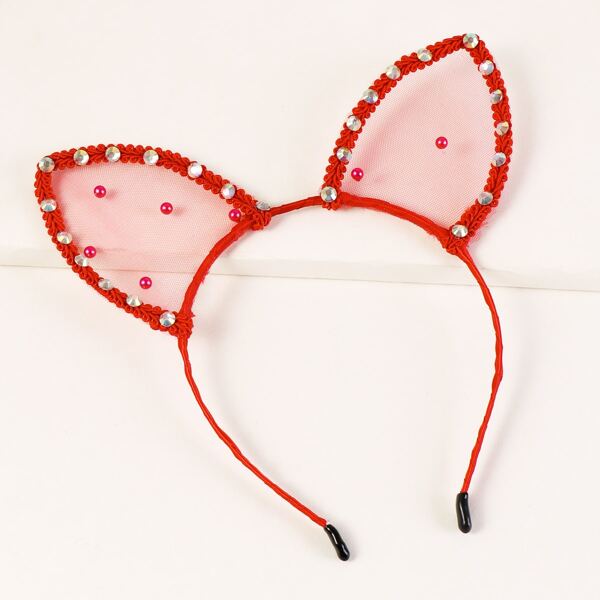 

Rhinestone Cat Ear Hair Hoop, Red