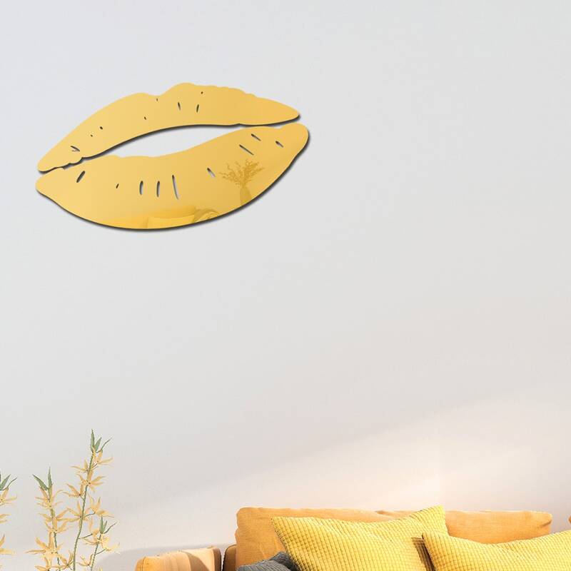 

Lip Shaped Mirror Surface Wall Sticker, Gold