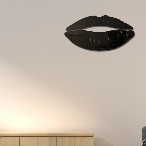 

Lip Shaped Mirror Surface Wall Sticker, Black