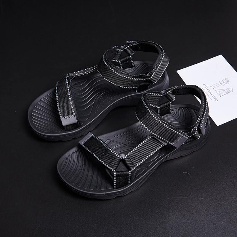 

Guys Cut Out Velcro Strap Sandals, Black