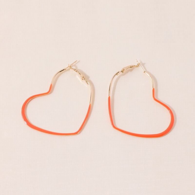 

Heart Hoop Earrings, Orange