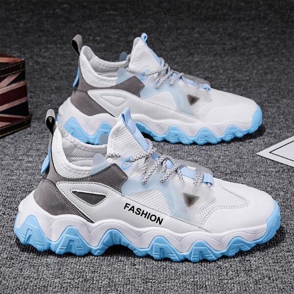 

Men Lace-up Decor Wide Fit Sneakers, White