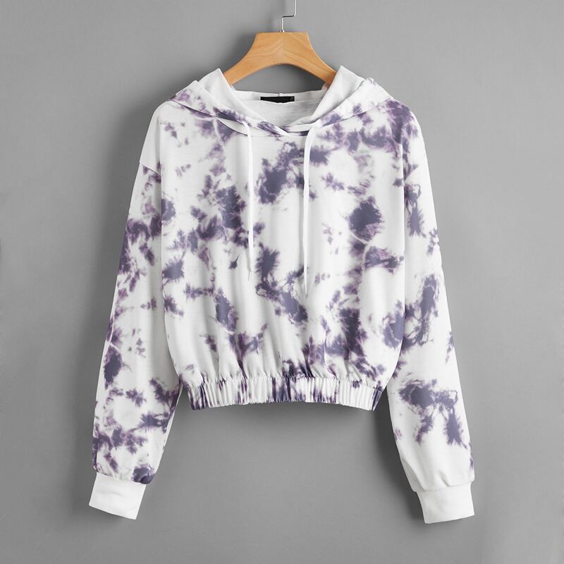 

Drop Shoulder Tie Dye Drawstring Hoodie, Multicolor