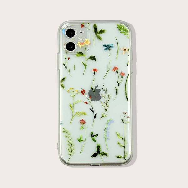

1pc Flower Print iPhone Case, Multicolor