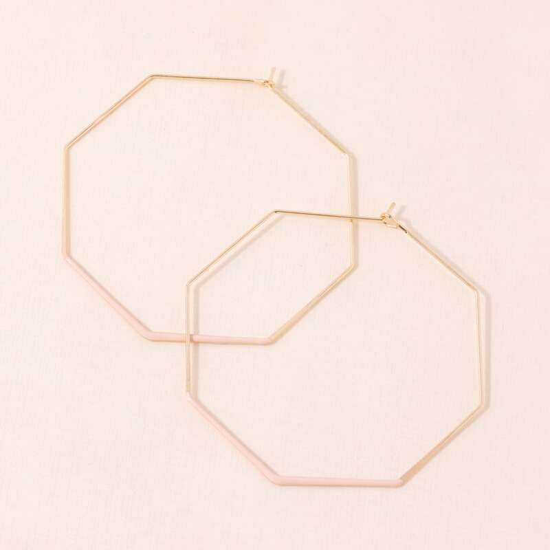 

Geo Hoop Earrings, Pink