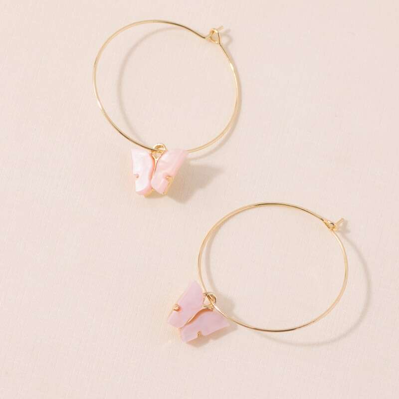 

Butterfly Hoop Earrings, Gold