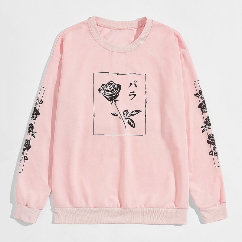 

Guys Rose Graphic Sweatshirt, Baby pink