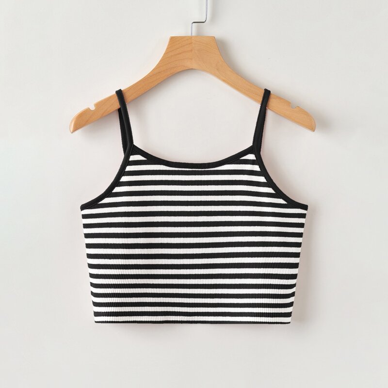 

Striped Ringer Cami, Black and white