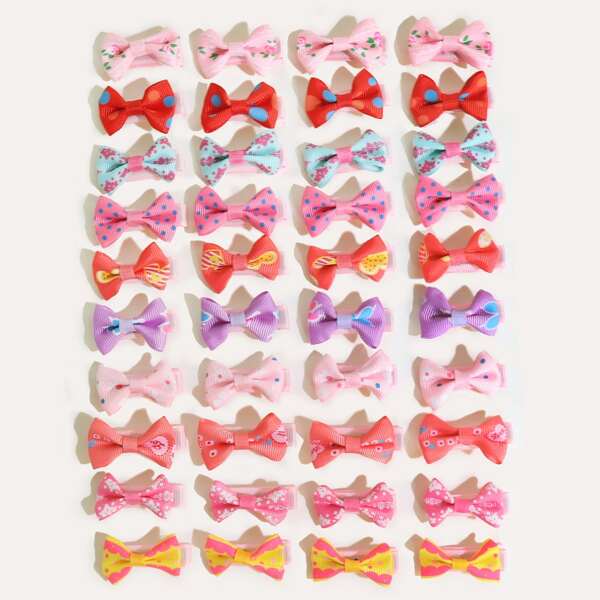 

40pcs Baby Bow Knot Decor Hair Clip, Multicolor