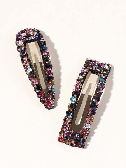 2 حبة مشبك شعر ملكي مزين بالراين ستون، مشبك كلو للشعر