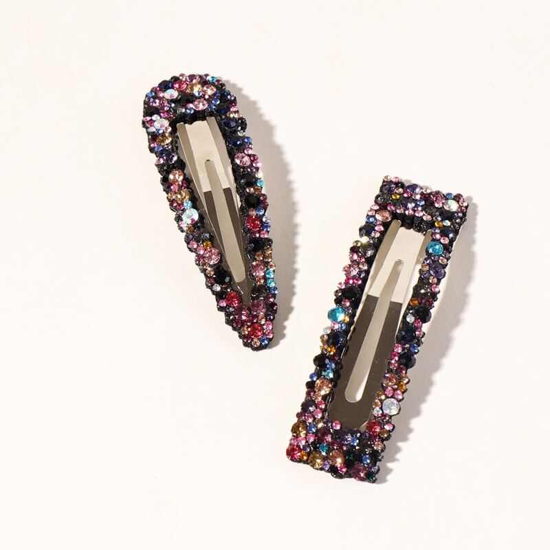 

2pcs Rhinestone Decor Snap Clip, Multicolor