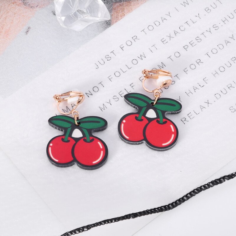 

Cherry Drop Earrings, Red