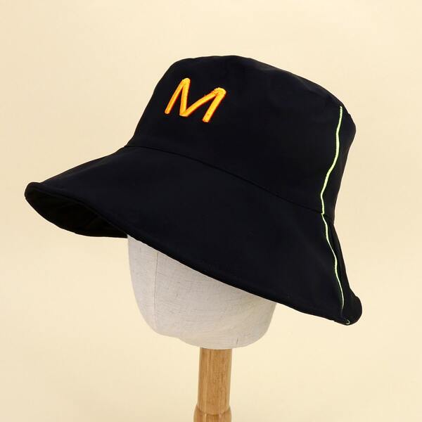 

Toddler Kids Letter Embroidery Bucket Hat, Black