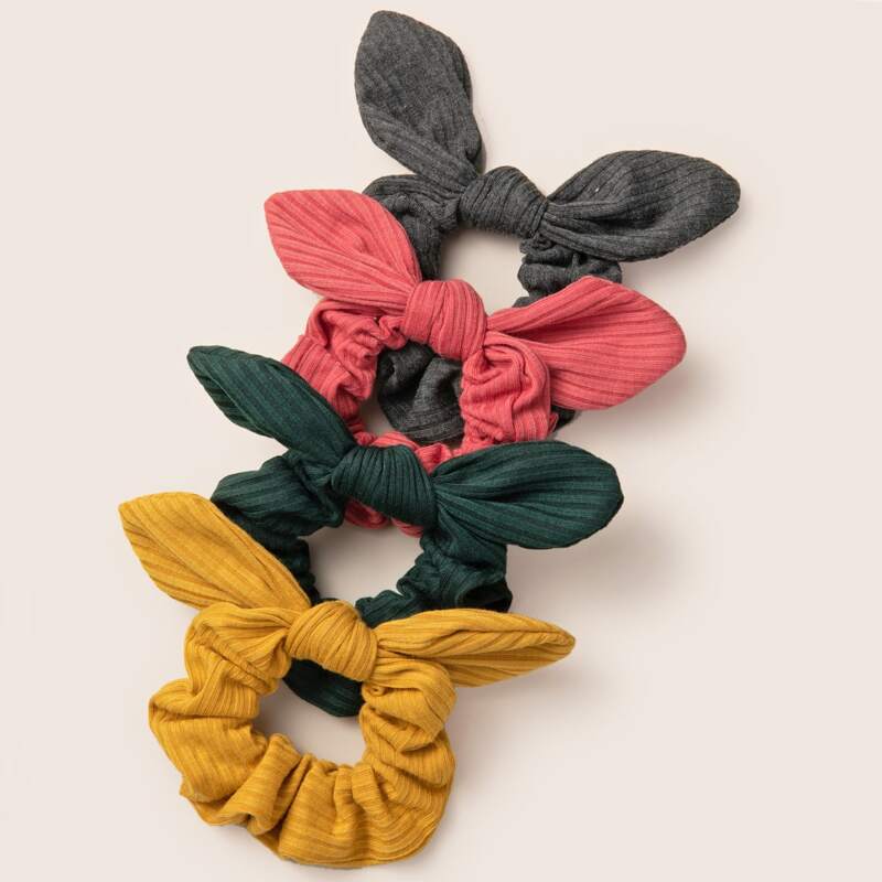 

4pcs Bow Decor Scrunchie, Multicolor
