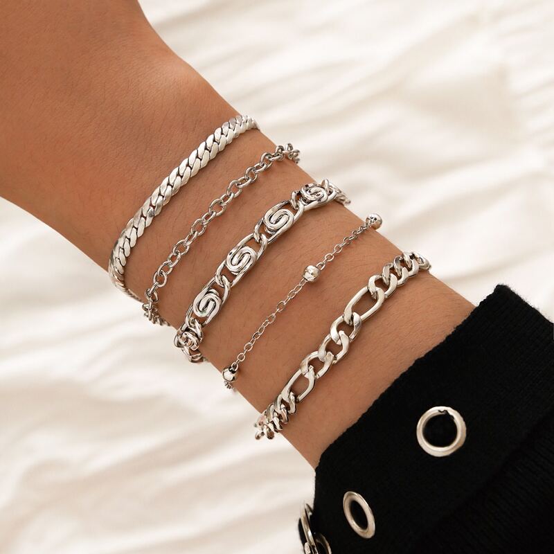 

5pcs Chain Bracelet, Silver