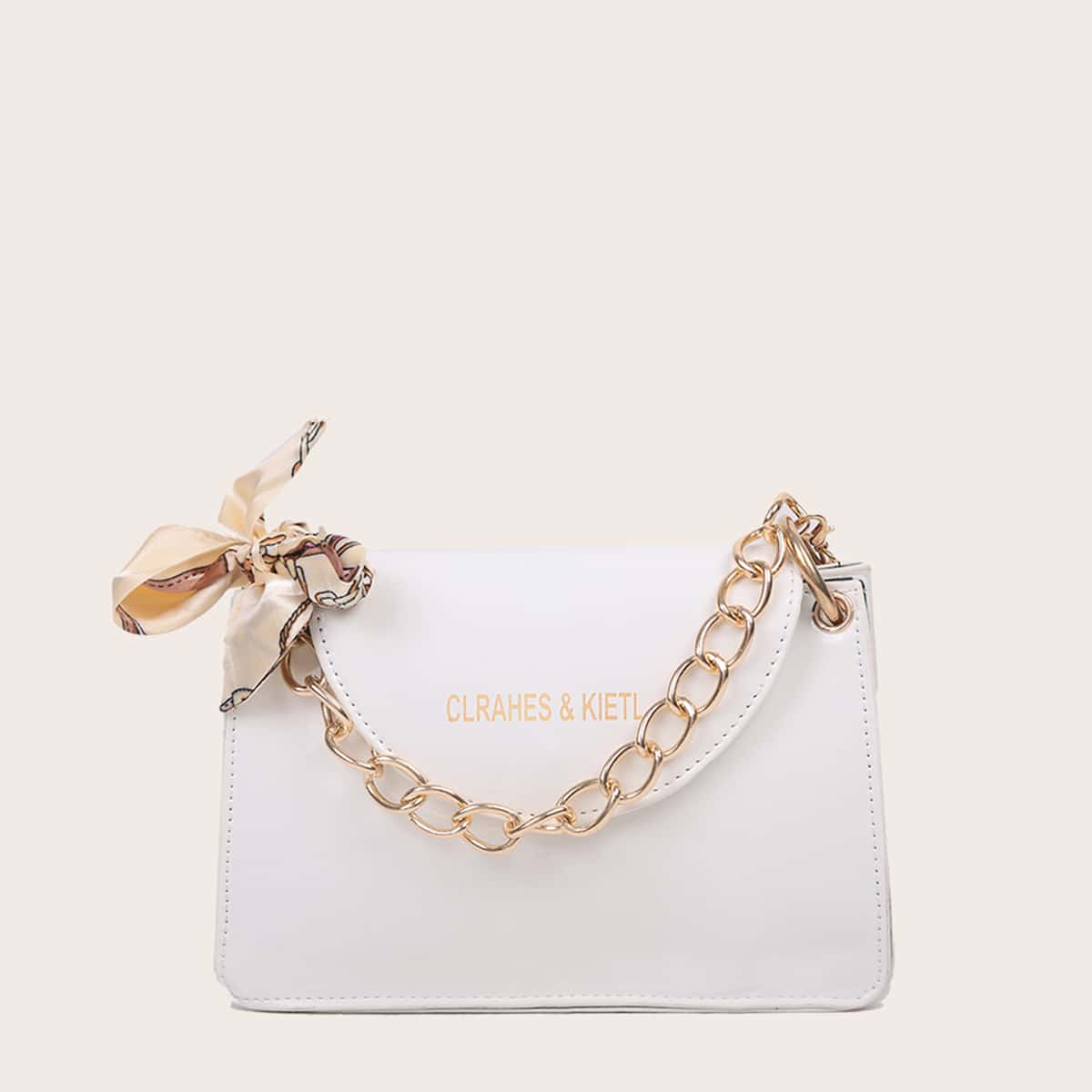 

Bow Decor Flap Crossbody Bag, White