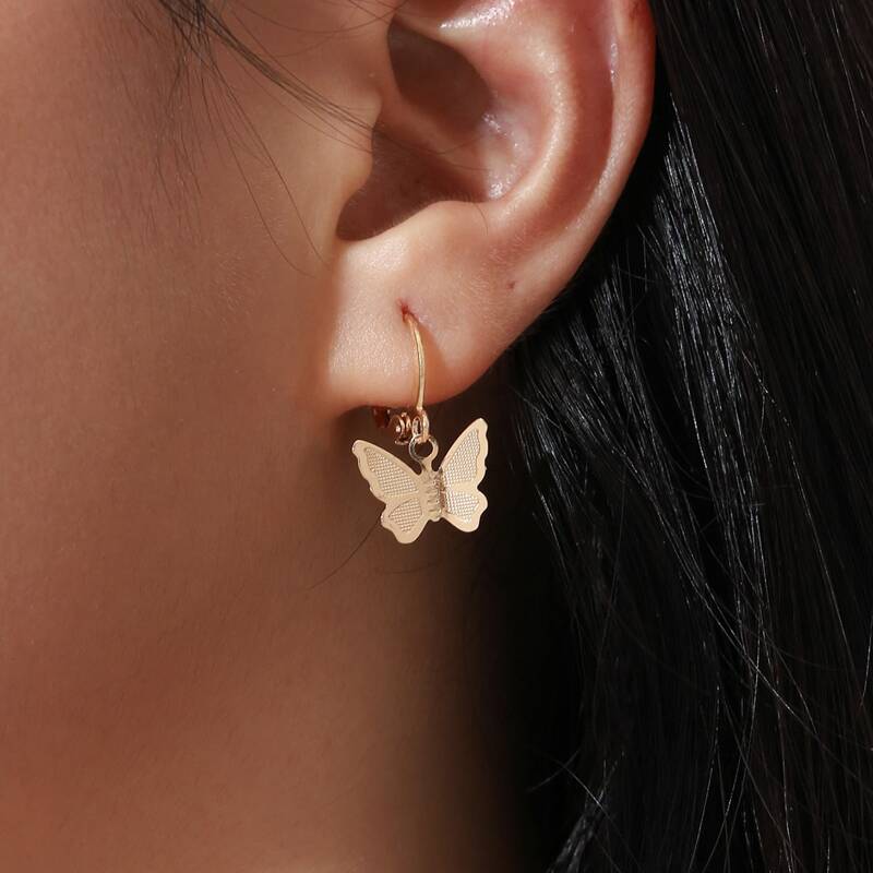 

Butterfly Drop Earrings, Gold