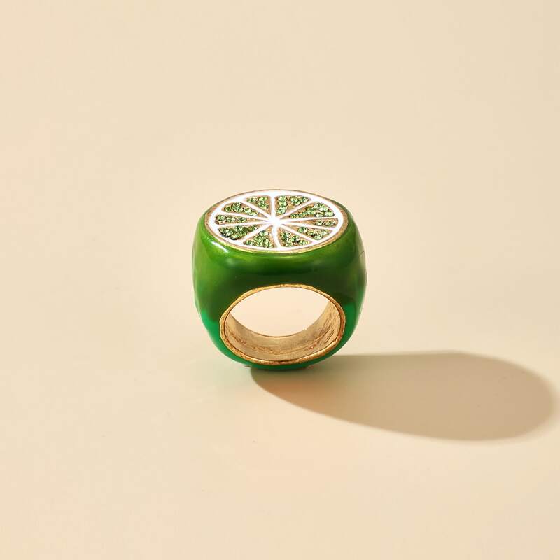 

Rhinestone Lemon Ring, Green