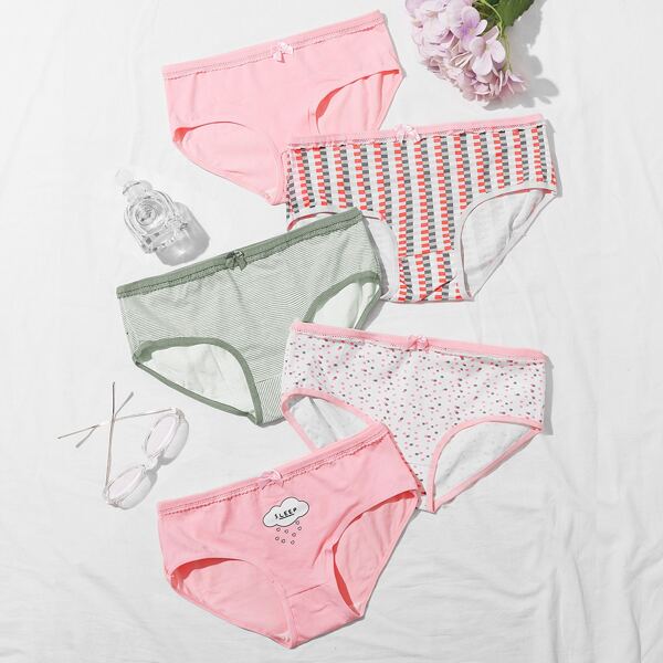 

Mixed Print Panty Set 5pack, Multicolor